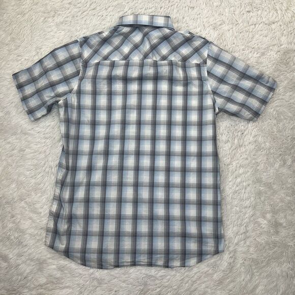 Travis Mathew Short Sleeve Button Down Shirt Plaid/Checkered Blue/White Size L - Picture 11 of 12